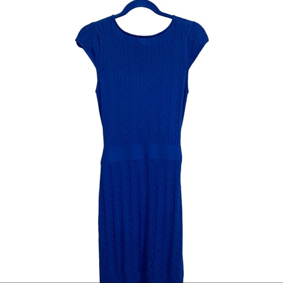 Milly of New York Medium Cerulean Blue Scoop Neck Cap Sleeves Sweater Dress 4636 - Picture 4 of 9